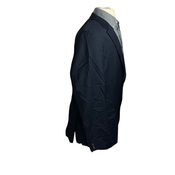 Hugo Boss Pasini/Movie2 Navy Pinstripe 2 Button Suit Jacket Sz 46 Long Wool Luxe - Picture 6 of 16